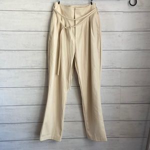 Do+Be Cream Faux Leather High Rise Pants
